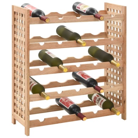 vidaXL Botellero para 25 botellas madera maciza de nogal 63x25x73 cm