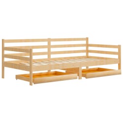 vidaXL Sofá cama con cajones madera de pino maciza 90x200 cm