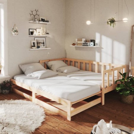 vidaXL Sofá cama extraíble madera maciza de pino 2x(90x200) cm