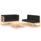 vidaXL Juego de muebles de jardín 5 pzas y cojines madera maciza pino vidaXL Juego de muebles de jardín 5 pzas y cojines madera maciza pino