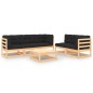 vidaXL Juego de muebles de jardín 6 pzas y cojines madera maciza pino vidaXL Juego de muebles de jardín 6 pzas y cojines madera maciza pino