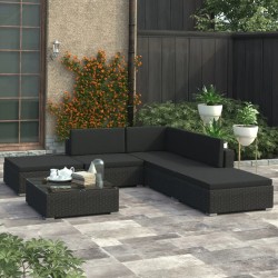vidaXL Set muebles de jardín 6 piezas y cojines ratán sintético negro