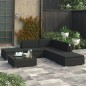 vidaXL Set muebles de jardín 6 piezas y cojines ratán sintético negro vidaXL Set muebles de jardín 6 piezas y cojines ratán sintético negro