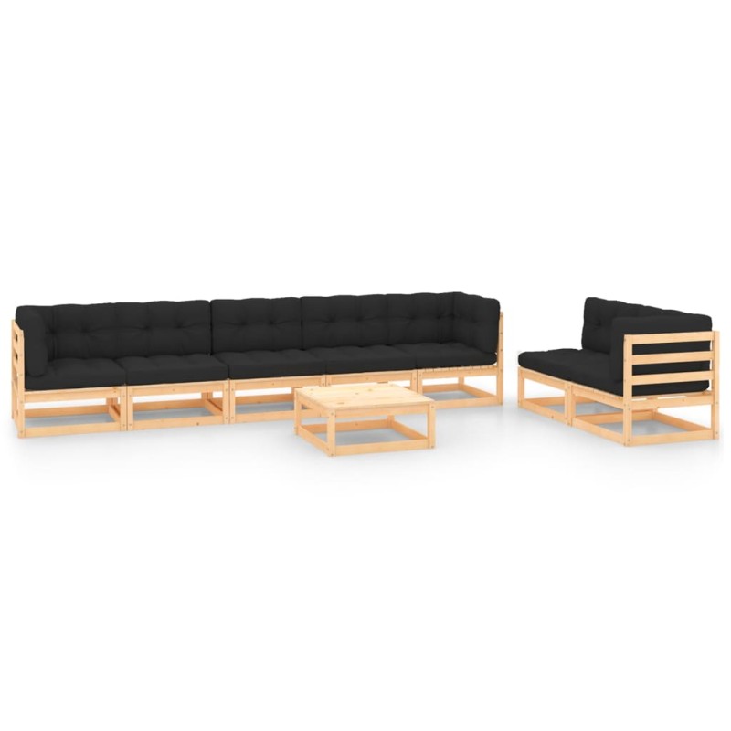 vidaXL Muebles de jardín 8 pzas y cojines madera maciza pino vidaXL Muebles de jardín 8 pzas y cojines madera maciza pino
