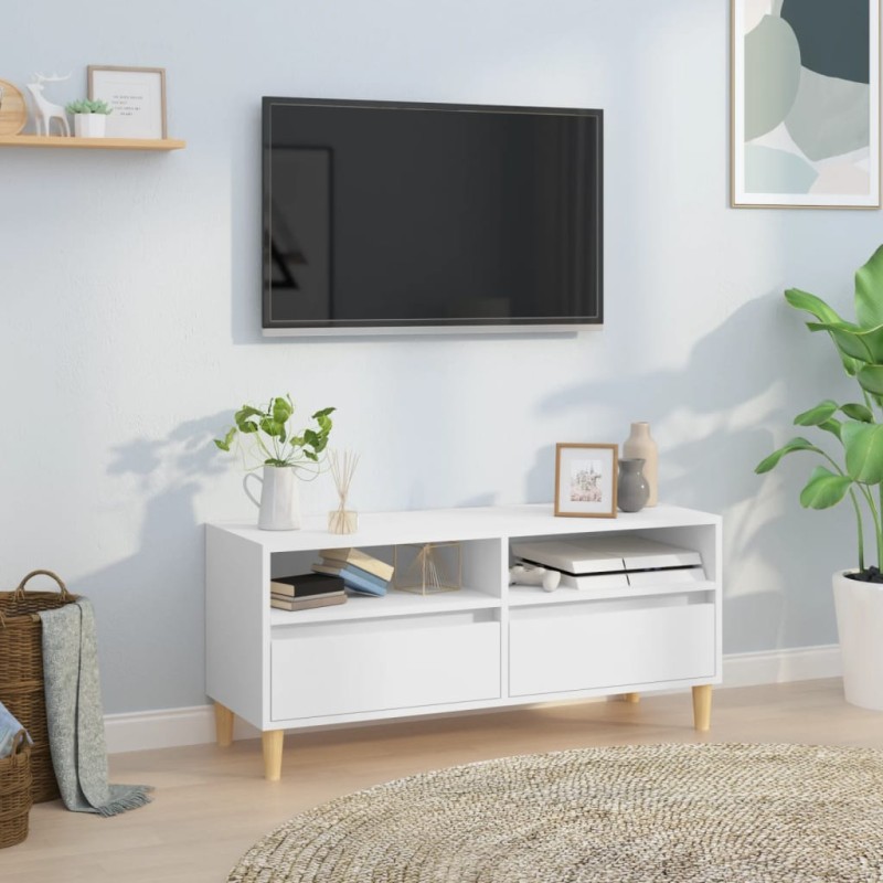 vidaXL Mueble para TV madera contrachapada blanco 100x34,5x44,5 cm