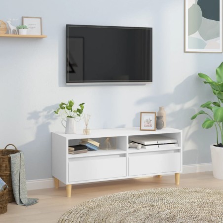 vidaXL Mueble para TV madera contrachapada blanco 100x34,5x44,5 cm