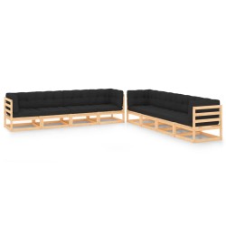 vidaXL Muebles de jardín 8 pzas y cojines antracita madera maciza pino