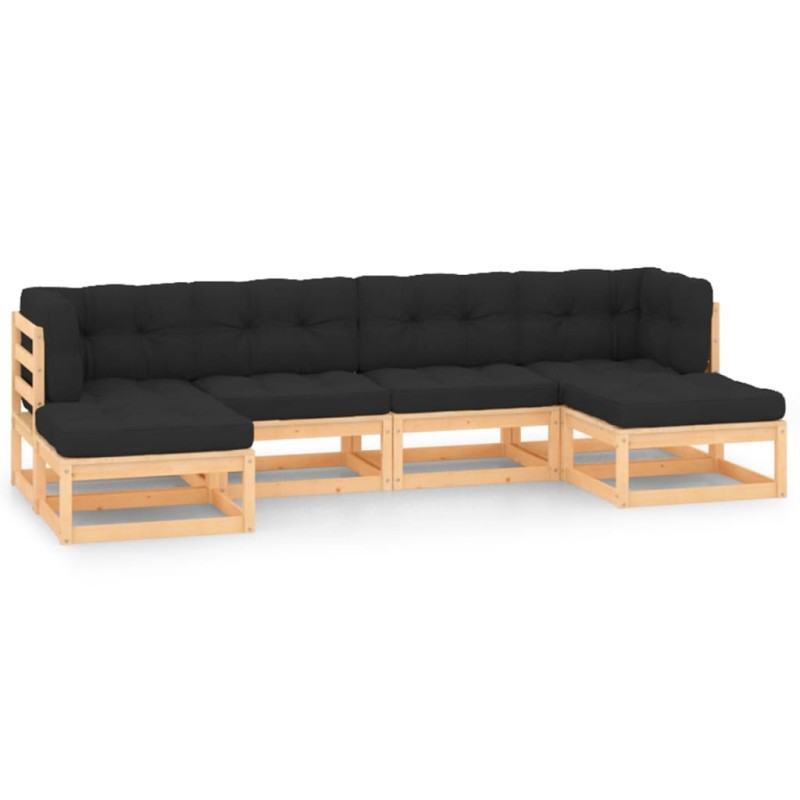 vidaXL Muebles de jardín 6 pzas y cojines antracita madera maciza pino vidaXL Muebles de jardín 6 pzas y cojines antracita madera maciza pino