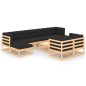 vidaXL Muebles de jardín 10 pzas cojines antracita madera maciza pino