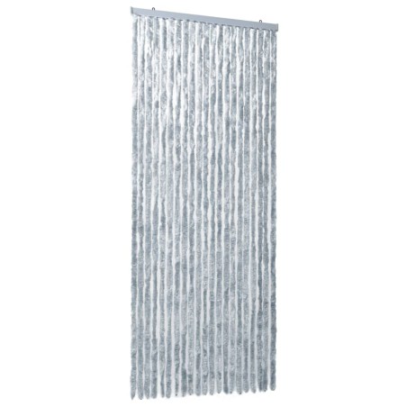 vidaXL Cortina mosquitera de chenilla blanca y gris 90x220 cm 