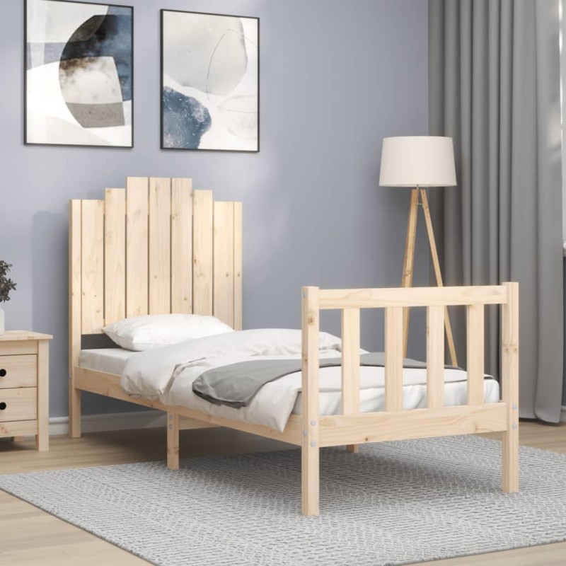 vidaXL Estructura de cama individual con cabecero madera maciza vidaXL Estructura de cama individual con cabecero madera maciza