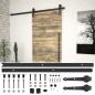 vidaXL Kit de herrajes para puertas correderas SKIEN acero negro 200cm vidaXL Kit de herrajes para puertas correderas SKIEN acero negro 200cm