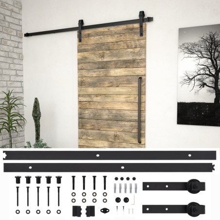 vidaXL Kit de herrajes para puertas correderas SKIEN acero negro 200cm