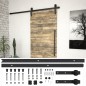 vidaXL Kit de herrajes para puertas correderas SKIEN acero negro 200cm vidaXL Kit de herrajes para puertas correderas SKIEN acero negro 200cm