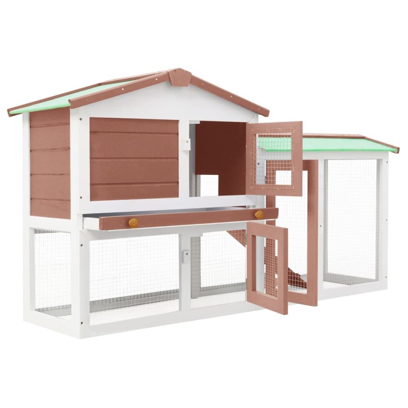 vidaXL Jaula de animales grande madera marrón y blanco 145x45x84 cm