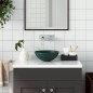 vidaXL Lavabo de cuarto de baño redondo cerámica verde oscuro vidaXL Lavabo de cuarto de baño redondo cerámica verde oscuro