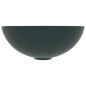 vidaXL Lavabo de cuarto de baño redondo cerámica verde oscuro vidaXL Lavabo de cuarto de baño redondo cerámica verde oscuro