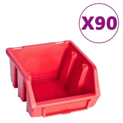 vidaXL Kit de cajas de almacenaje 96 pzas paneles de pared rojo negro