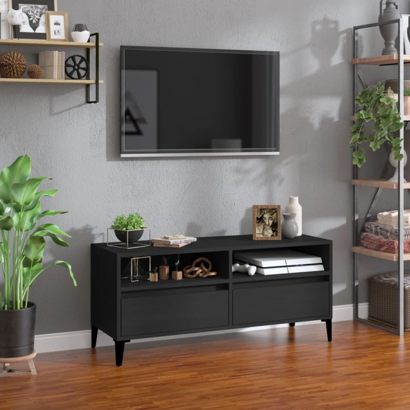 vidaXL Mueble de TV madera contrachapada negro 100x34,5x44,5 cm