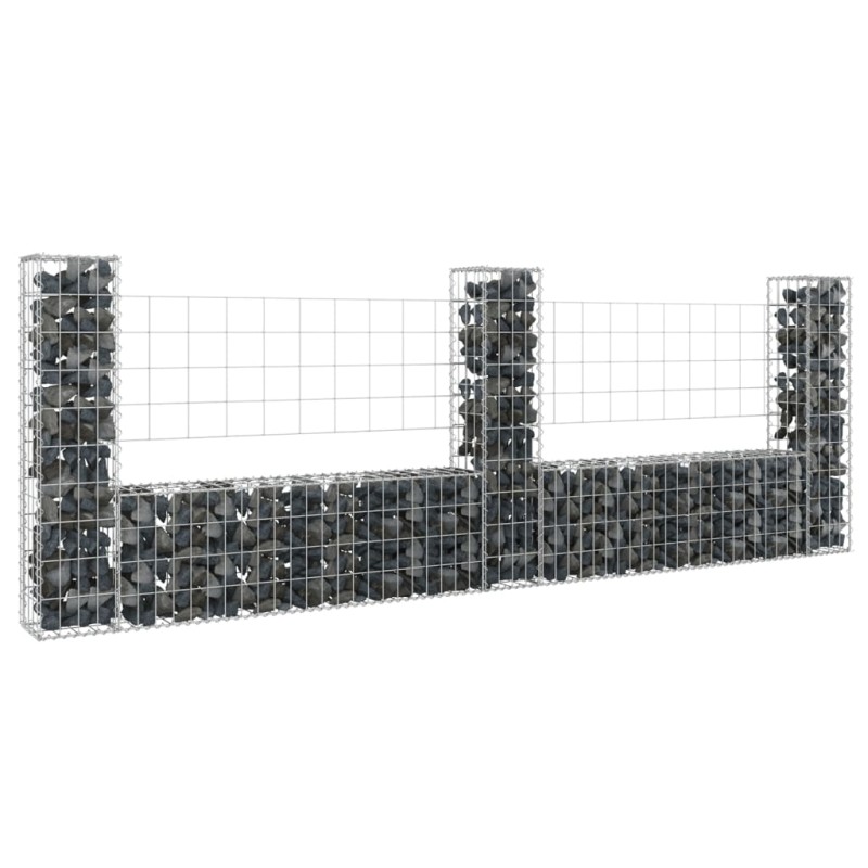 vidaXL Cesta de gaviones forma de U 3 postes de hierro 260x20x100 cm vidaXL Cesta de gaviones forma de U 3 postes de hierro 260x20x100 cm