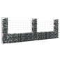 vidaXL Cesta de gaviones forma de U 3 postes de hierro 260x20x100 cm vidaXL Cesta de gaviones forma de U 3 postes de hierro 260x20x100 cm