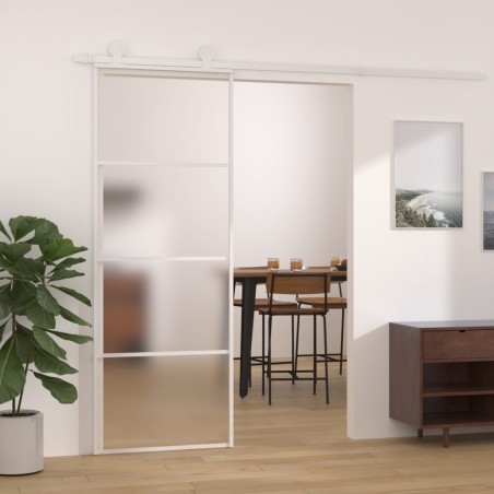 vidaXL Puerta corredera ESG vidrio y aluminio blanca 76x205 cm