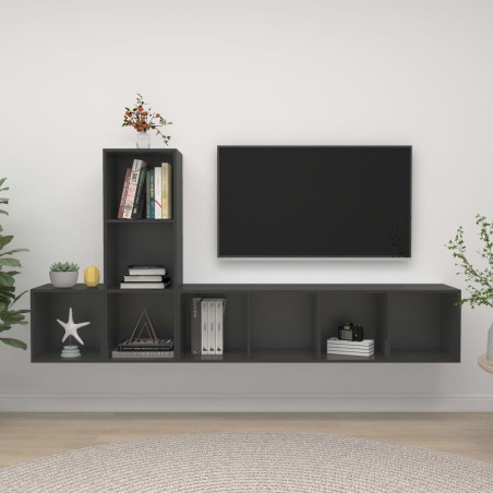 vidaXL Juego de muebles de salón 3 piezas madera de ingeniería gris