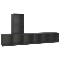 vidaXL Juego de muebles de salón 3 piezas madera de ingeniería gris