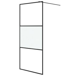 vidaXL Mampara de ducha vidrio ESG semiesmerilado negro 90x195 cm