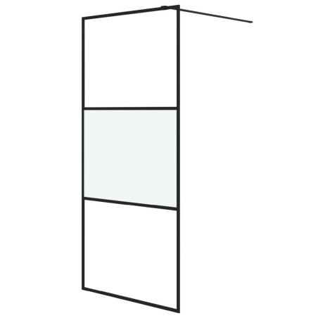 vidaXL Mampara de ducha vidrio ESG semiesmerilado negro 90x195 cm