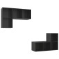 vidaXL Muebles de salón de pared 4 pzas madera ingeniería negro brillo