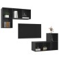 vidaXL Muebles de salón de pared 4 pzas madera ingeniería negro brillo