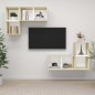 vidaXL Muebles de salón de pared 4 piezas blanco y roble Sonoma
