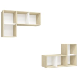 vidaXL Muebles de salón de pared 4 piezas blanco y roble Sonoma