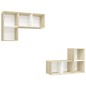 vidaXL Muebles de salón de pared 4 piezas blanco y roble Sonoma