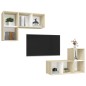 vidaXL Muebles de salón de pared 4 piezas blanco y roble Sonoma
