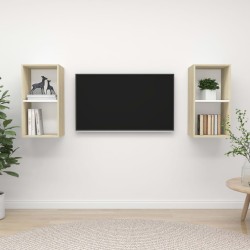vidaXL Muebles de salón de pared 2 piezas blanco y roble Sonoma