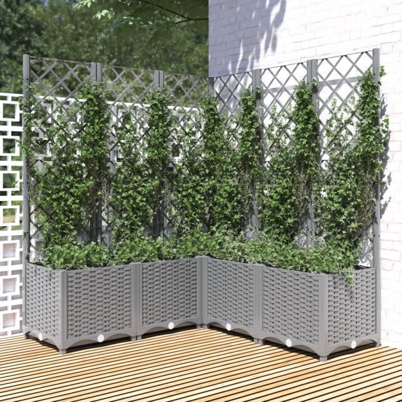 vidaXL Jardinera con enrejado PP gris claro 120x120x136 cm vidaXL Jardinera con enrejado PP gris claro 120x120x136 cm