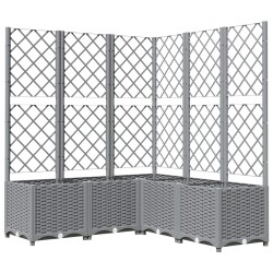 vidaXL Jardinera con enrejado PP gris claro 120x120x136 cm