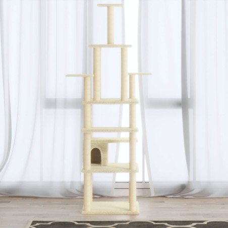 vidaXL Rascador para gatos con postes de sisal crema 183 cm
