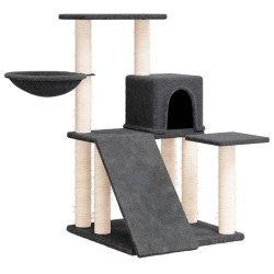 vidaXL Rascador para gatos con postes de sisal gris oscuro 82 cm