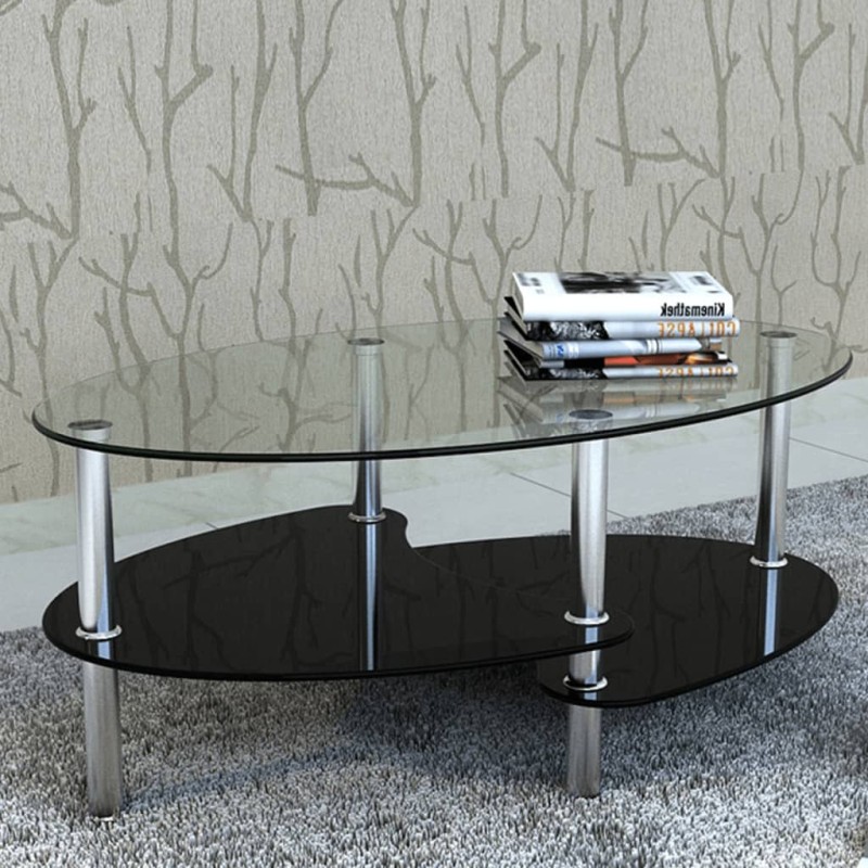 vidaXL Mesa de centro de vidrio con diseño exclusivo negra vidaXL Mesa de centro de vidrio con diseño exclusivo negra