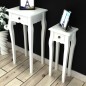 vidaXL Juego de 2 mesitas apilables con cajón blanco vidaXL Juego de 2 mesitas apilables con cajón blanco