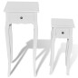 vidaXL Juego de 2 mesitas apilables con cajón blanco vidaXL Juego de 2 mesitas apilables con cajón blanco