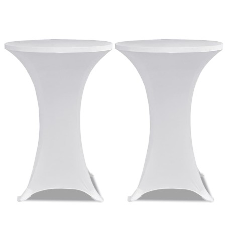 2 Manteles blancos ajustados para mesa de pie - 70 cm diámetro