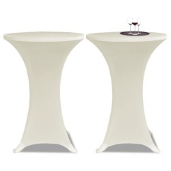 2 Manteles color crema ajustados para mesa de pie - 80 cm diámetro