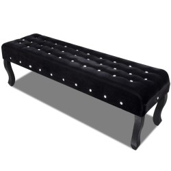 vidaXL Banco de terciopelo negro con botones de cristal