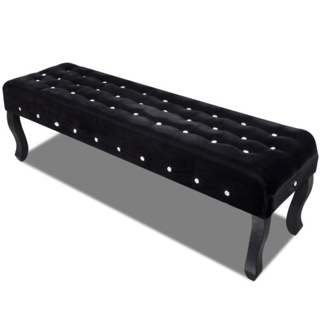 vidaXL Banco de terciopelo negro con botones de cristal