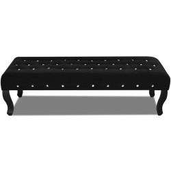vidaXL Banco de terciopelo negro con botones de cristal