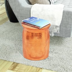 vidaXL Taburete/mesita de centro de aluminio martillado color cobre 